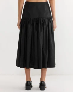 Shirring Culotte Pant in Black