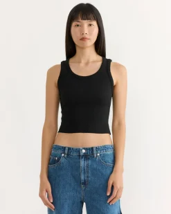 Shrunken Poppy Tank in Black