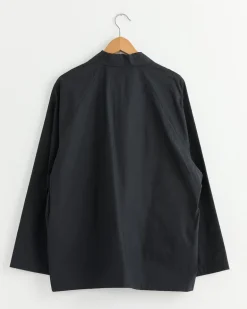 Silicone Coated Shirt Jacket in Ink Black