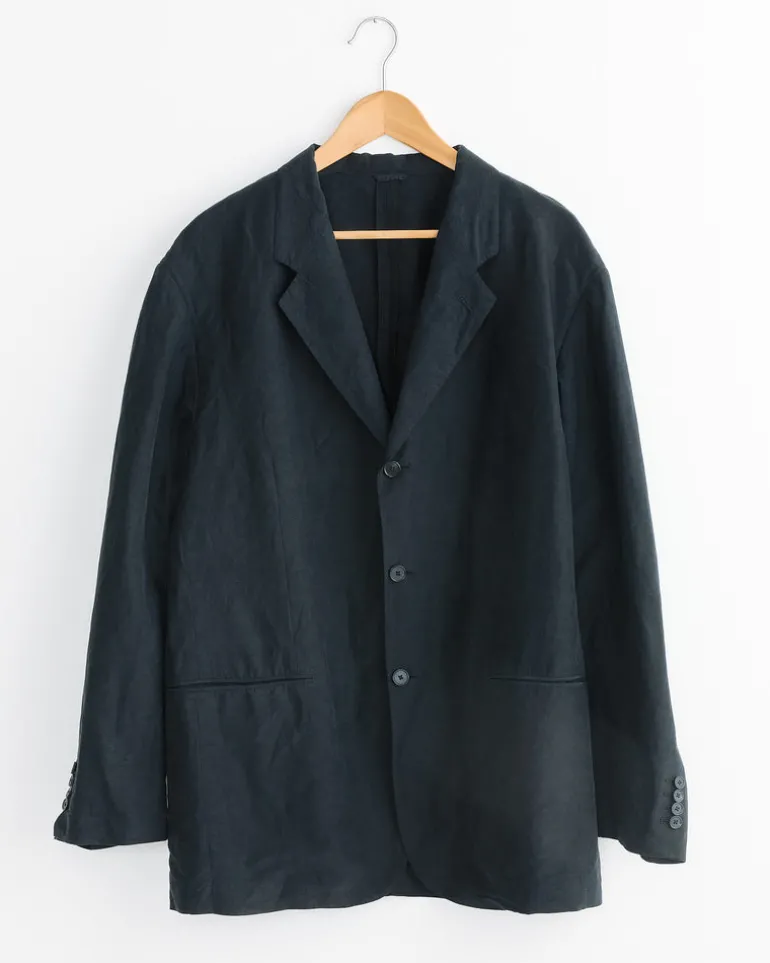 Silk Linen Jacket in Black