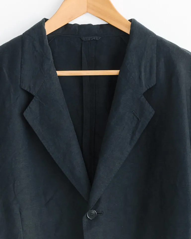Silk Linen Jacket in Black