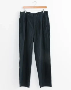 Silk Linen Trouser in Black