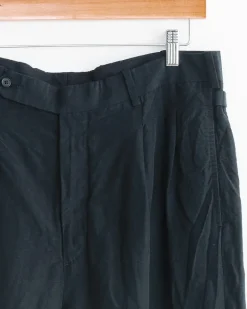 Silk Linen Trouser in Black