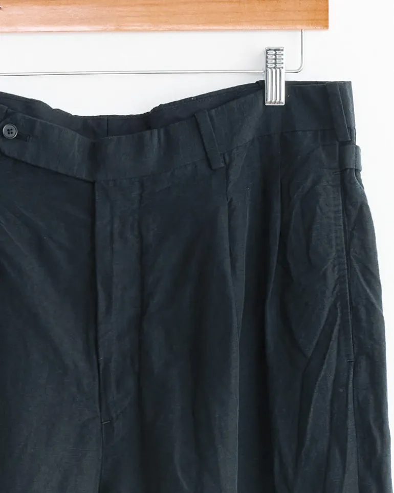 Silk Linen Trouser in Black
