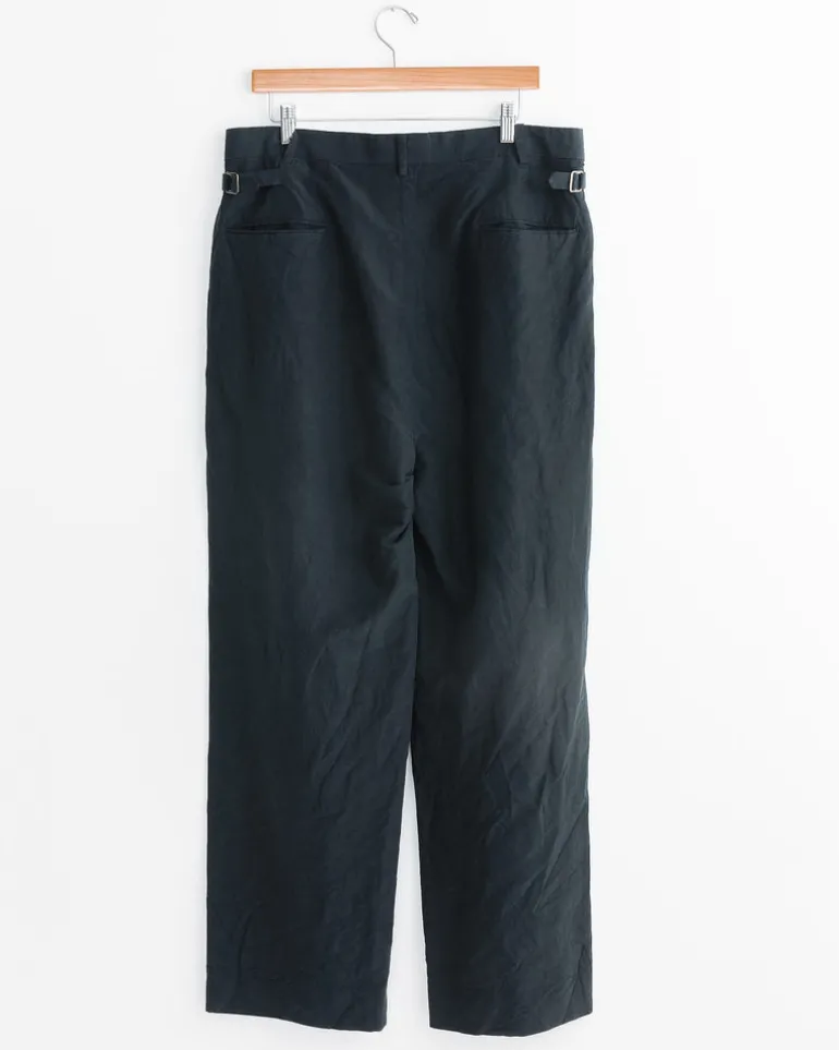 Silk Linen Trouser in Black
