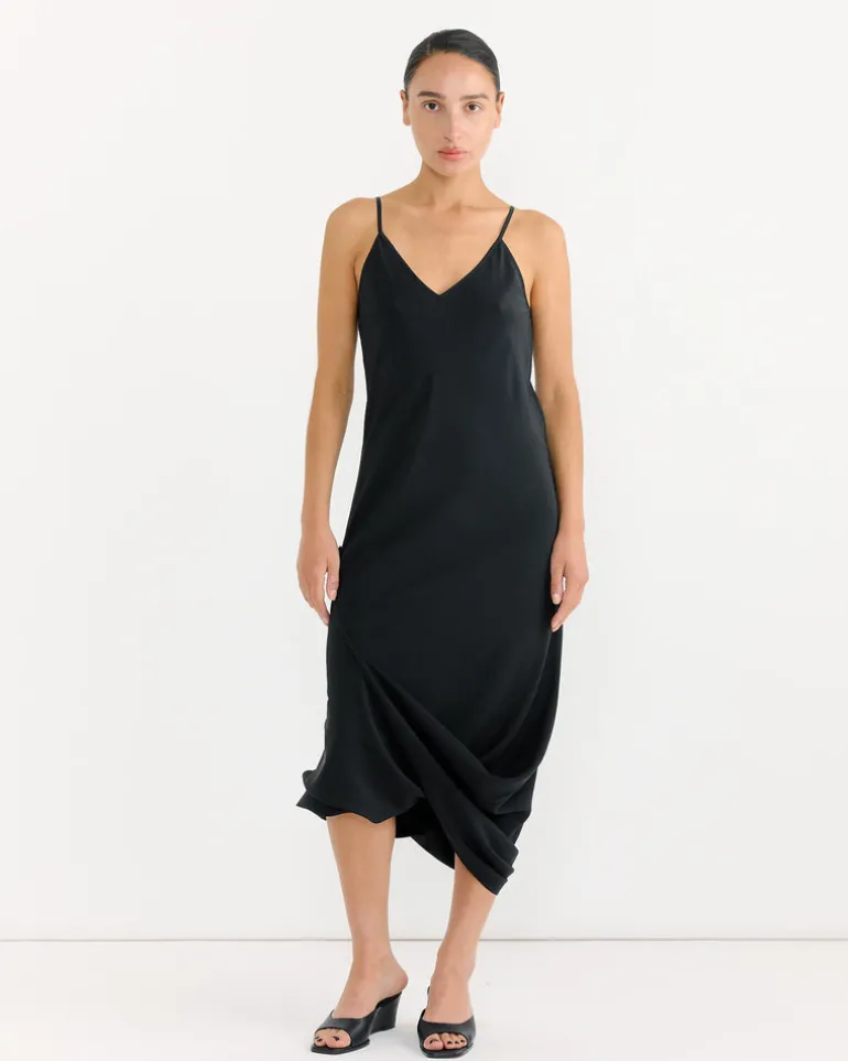 Silk Maxi Dress in Black