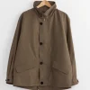 Silk Plain Weave Jacket in Khaki