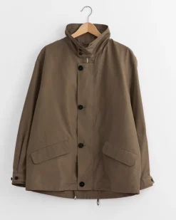 Silk Plain Weave Jacket in Khaki