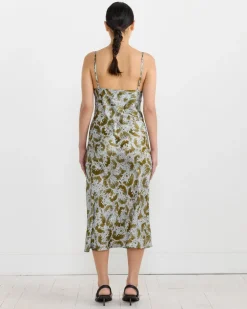 Silk Slip Dress in Khaki
