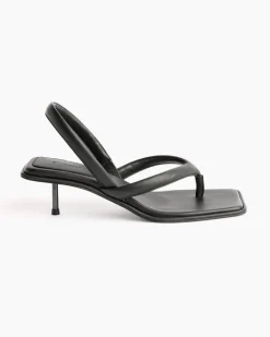 Sling Back Thong Heel in Black