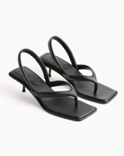 Sling Back Thong Heel in Black