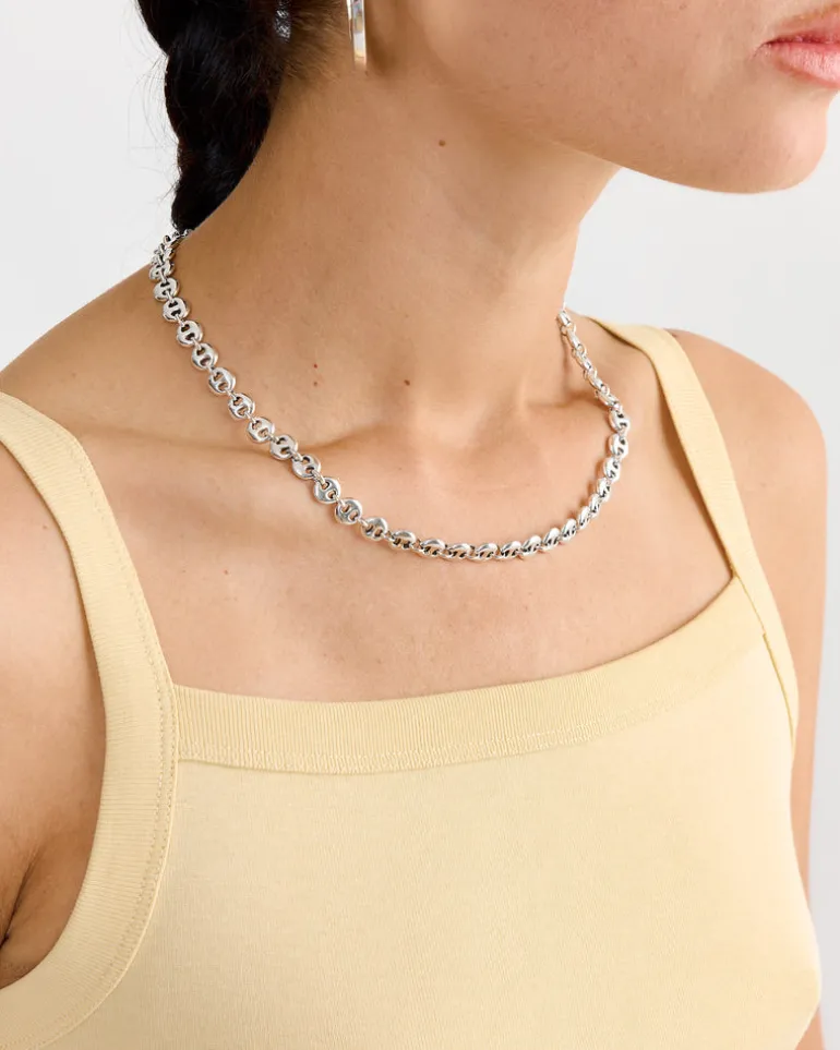 Small Circle Link Necklace in Sterling Silver