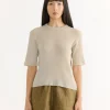 Split Back Tee in Stone
