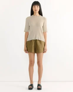 Split Back Tee in Stone