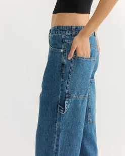 Spring Slouchy Cargo Jean in Classic Blue