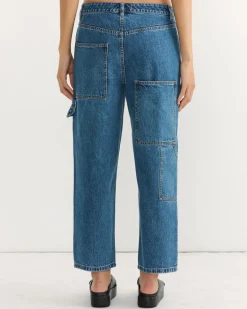 Spring Slouchy Cargo Jean in Classic Blue