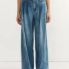 Spring Tripe Pleat Pant in Classic Blue