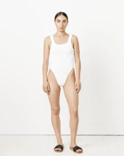 Square Neck Swimsuit in White
