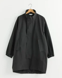 Stand Collar Coat in Ink Black