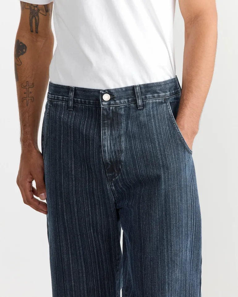 Straight Cut Jean in Blue Stripe