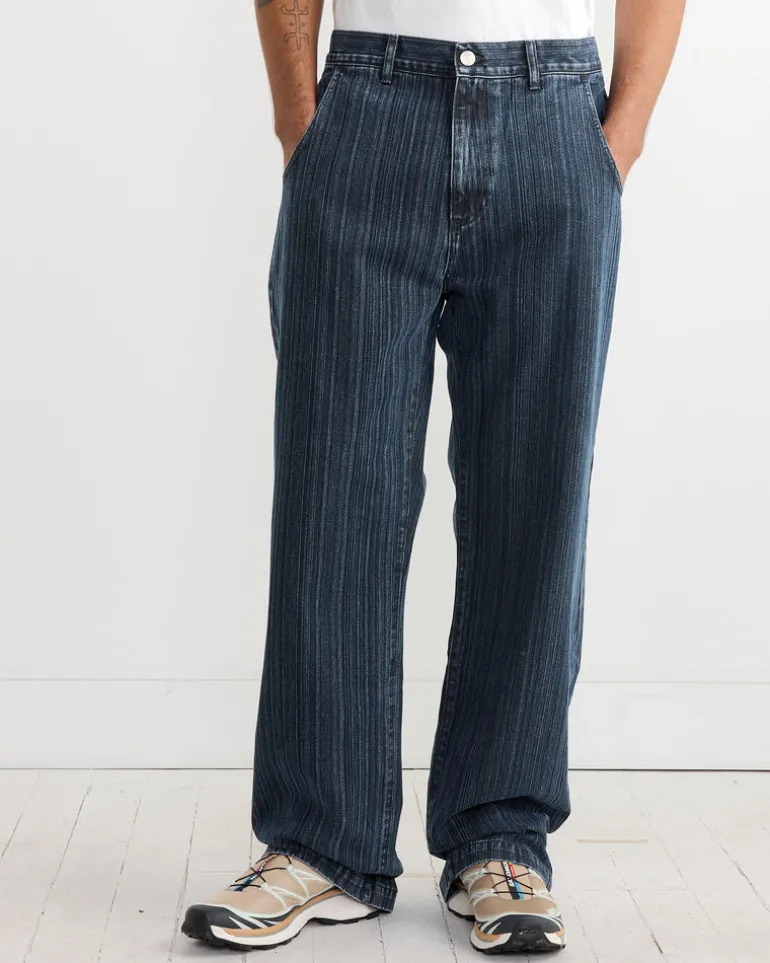 Straight Cut Jean in Blue Stripe