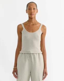 Stretch Pointelle Camisole in Clay
