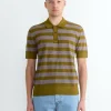 Stripe Knit Polo in Olive