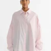 Striped Cocoon Shirt in Light Pink