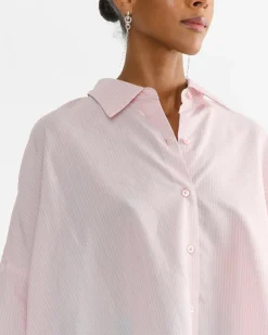 Striped Cocoon Shirt in Light Pink
