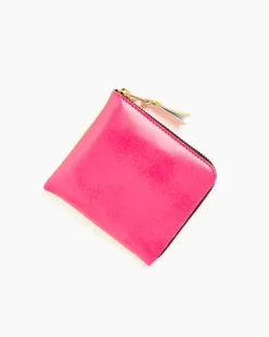 Super Fluo Half Zip Wallet in Pink/Yellow