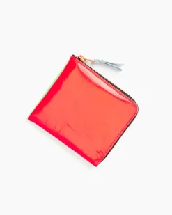 Super Fluo Half Zip Wallet in Green/Orange