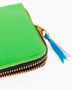 Super Fluo Half Zip Wallet in Green/Orange