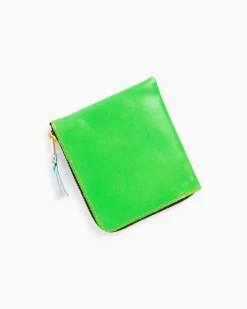 Super Fluo Half Zip Wallet in Green/Orange