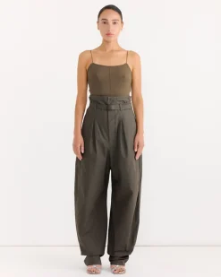 Tank Top With Straps in Dark Khaki