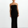 Textured Knit Column Dress in Black