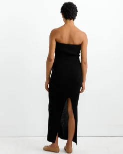 Textured Knit Column Dress in Black
