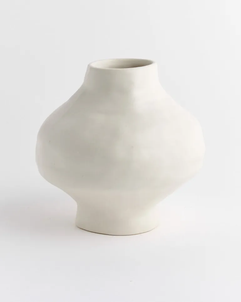The Alphabet Of A Forgotten Tongue Medium Vessel in Matte White