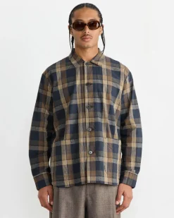 Travail Overshirt in Navy/Brown