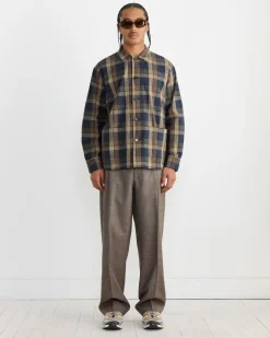 Travail Overshirt in Navy/Brown