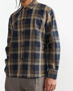 Travail Overshirt in Navy/Brown