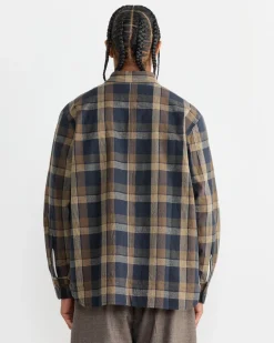 Travail Overshirt in Navy/Brown