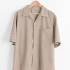 Tropical Wool Half Sleeved Shirt in Top Light Brown