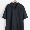 Tropical Wool Half Sleeved Shirt in Top Dark Navy
