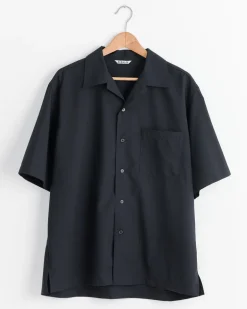 Tropical Wool Half Sleeved Shirt in Top Dark Navy
