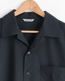 Tropical Wool Half Sleeved Shirt in Top Dark Navy