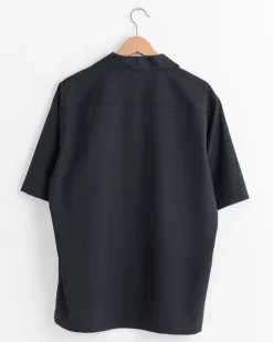 Tropical Wool Half Sleeved Shirt in Top Dark Navy