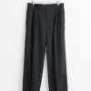 Tropical Wool Two Tuck Slack in Black