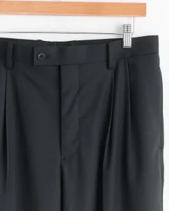 Tropical Wool Two Tuck Slack in Black