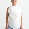 Twist Shoulder Top in Chalk