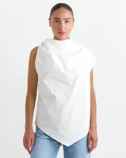 Twist Shoulder Top in Chalk